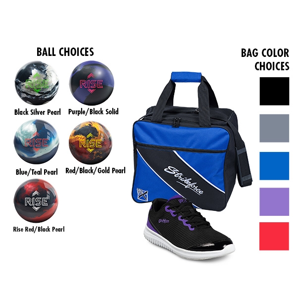 Women's Glitz Black/Purple Shoes, Single Tote, Reactive Ball